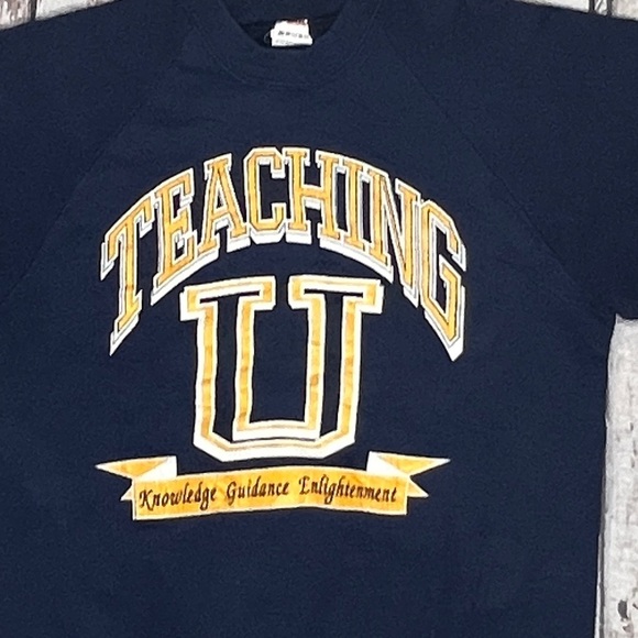 Vintage Teaching University 1980s Best Teacher Sweatshirt 80s - Picture 2 of 5